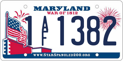 MD license plate 1AF1382