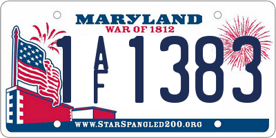 MD license plate 1AF1383