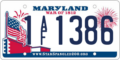 MD license plate 1AF1386