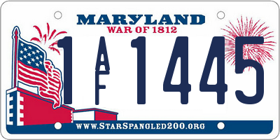 MD license plate 1AF1445