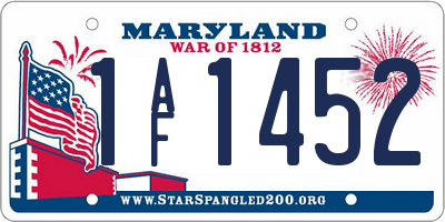 MD license plate 1AF1452