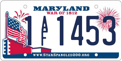 MD license plate 1AF1453
