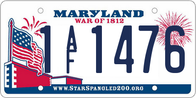 MD license plate 1AF1476