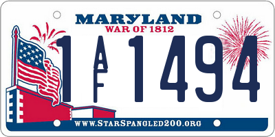 MD license plate 1AF1494