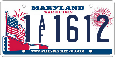 MD license plate 1AF1612