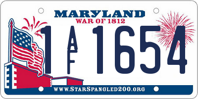 MD license plate 1AF1654