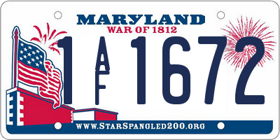 MD license plate 1AF1672