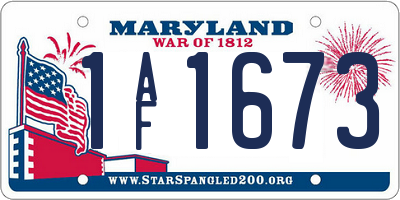 MD license plate 1AF1673