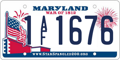 MD license plate 1AF1676