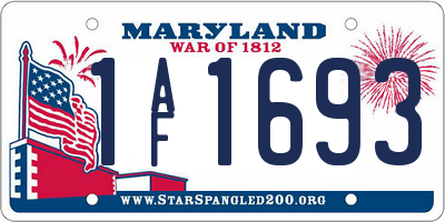 MD license plate 1AF1693