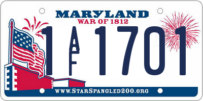 MD license plate 1AF1701