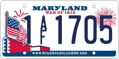 MD license plate 1AF1705