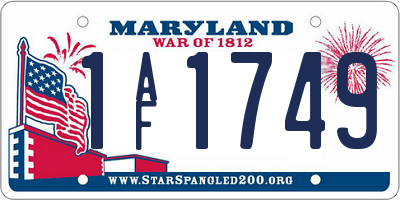 MD license plate 1AF1749