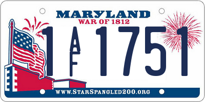 MD license plate 1AF1751