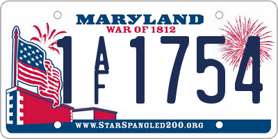 MD license plate 1AF1754