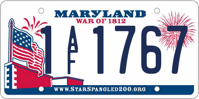 MD license plate 1AF1767
