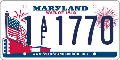 MD license plate 1AF1770
