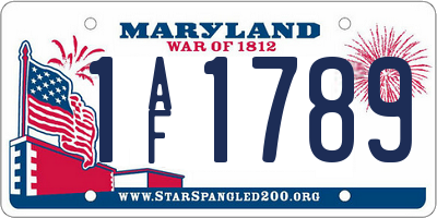 MD license plate 1AF1789