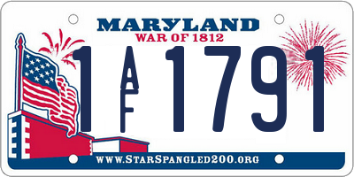 MD license plate 1AF1791