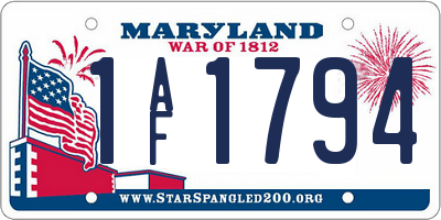 MD license plate 1AF1794