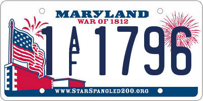 MD license plate 1AF1796