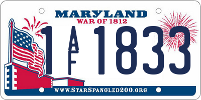 MD license plate 1AF1833