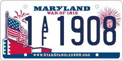 MD license plate 1AF1908