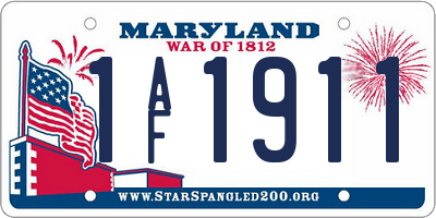 MD license plate 1AF1911