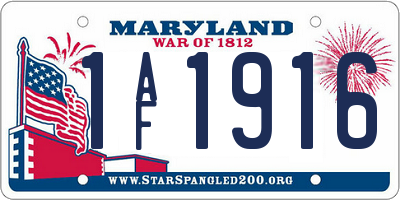 MD license plate 1AF1916