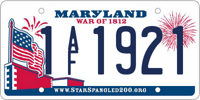 MD license plate 1AF1921
