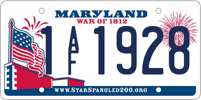 MD license plate 1AF1928