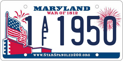 MD license plate 1AF1950