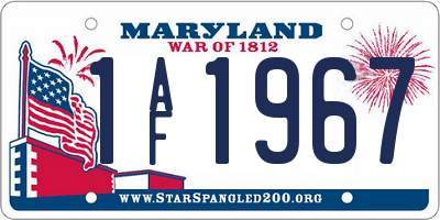 MD license plate 1AF1967