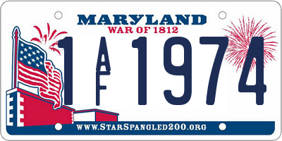 MD license plate 1AF1974
