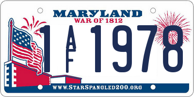 MD license plate 1AF1978