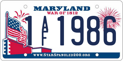 MD license plate 1AF1986