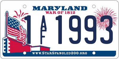 MD license plate 1AF1993