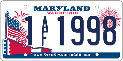 MD license plate 1AF1998