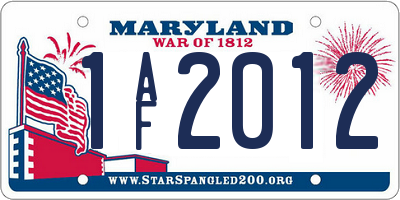 MD license plate 1AF2012