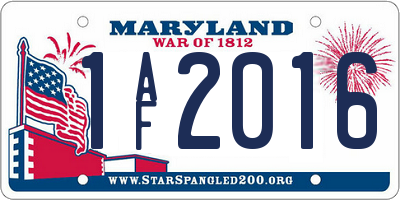 MD license plate 1AF2016