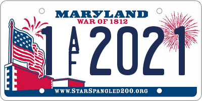 MD license plate 1AF2021