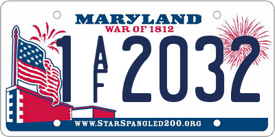 MD license plate 1AF2032