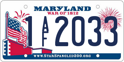 MD license plate 1AF2033