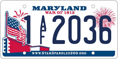 MD license plate 1AF2036
