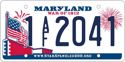 MD license plate 1AF2041