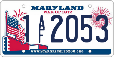 MD license plate 1AF2053