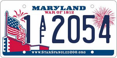 MD license plate 1AF2054