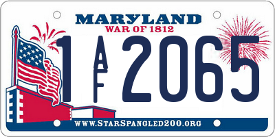 MD license plate 1AF2065