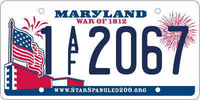 MD license plate 1AF2067