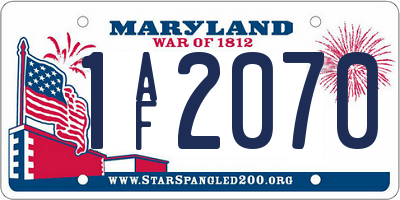 MD license plate 1AF2070